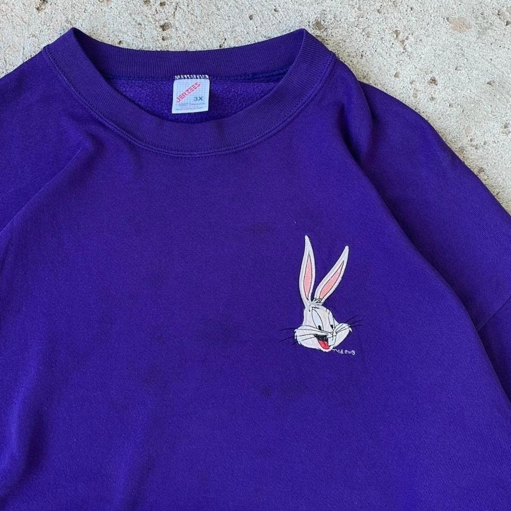 Vintage‎ Bugs Bunny Looney Tunes Embroidery Purple Crewneck